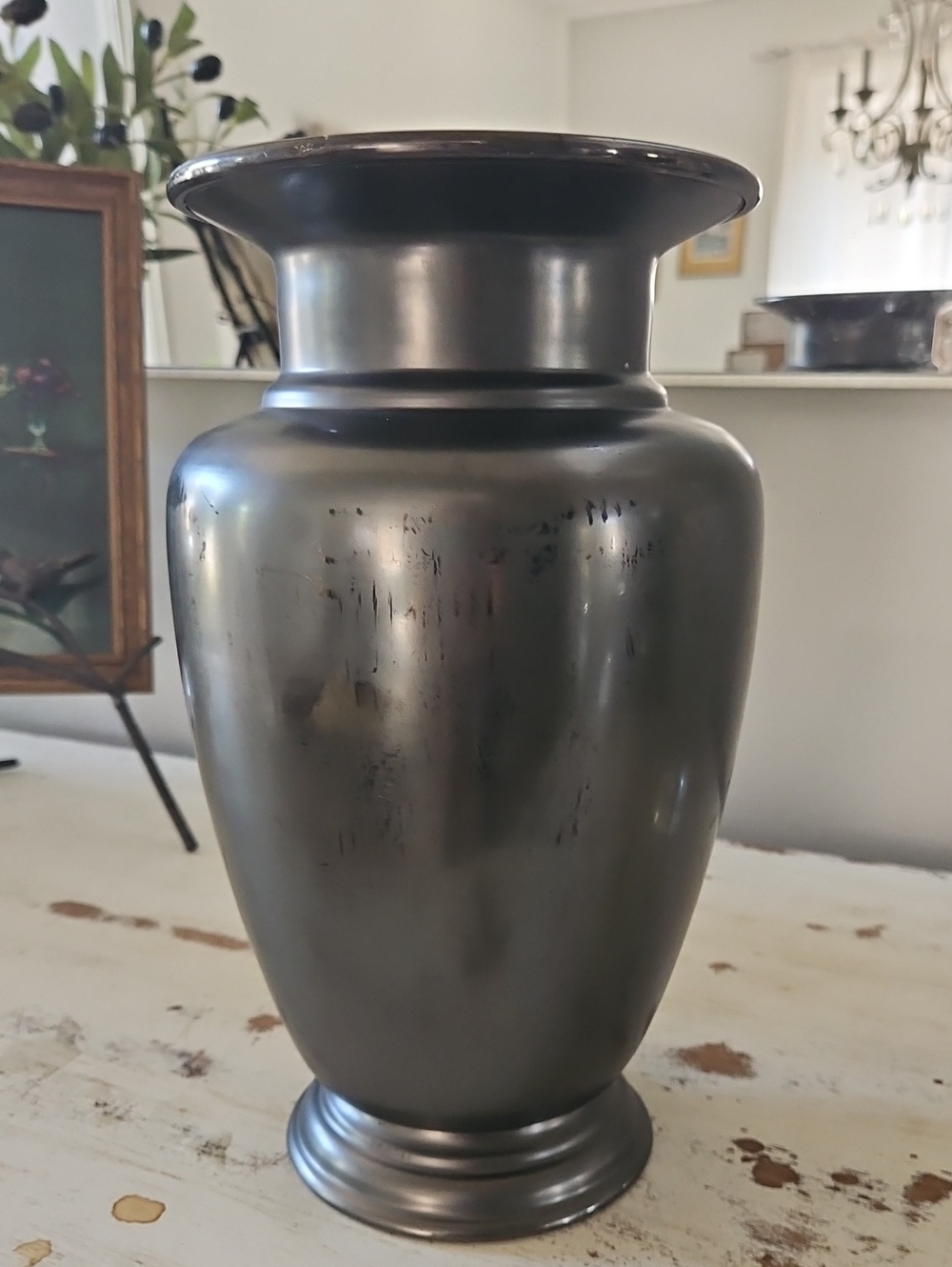 Restoration Hardware Gunmetal Black Metal Vase